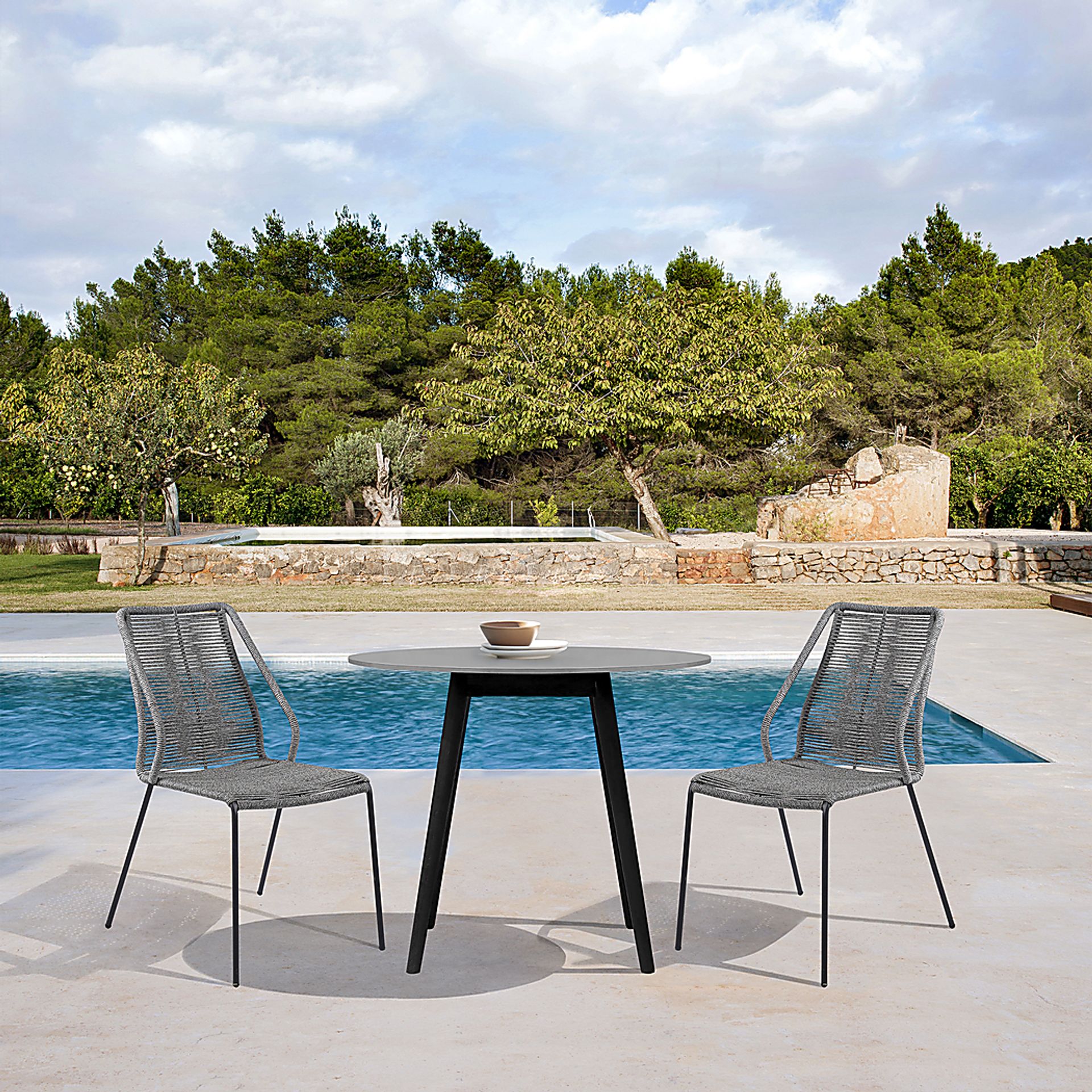Derussey Black 3 PC Outdoor Dining Set - Image 2