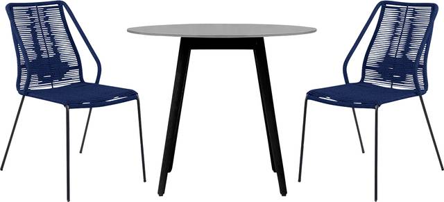 Derussey Blue 3 PC Outdoor Dining Set - Thumbnail - Image 1