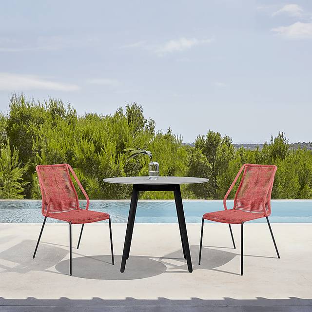 Derussey Red 3 PC Outdoor Dining Set - Thumbnail - Image 2