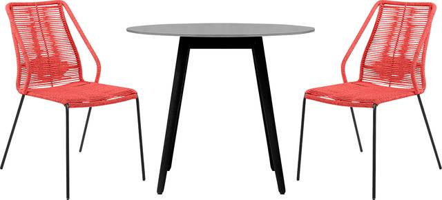 Derussey Red 3 PC Outdoor Dining Set - Thumbnail - Image 1