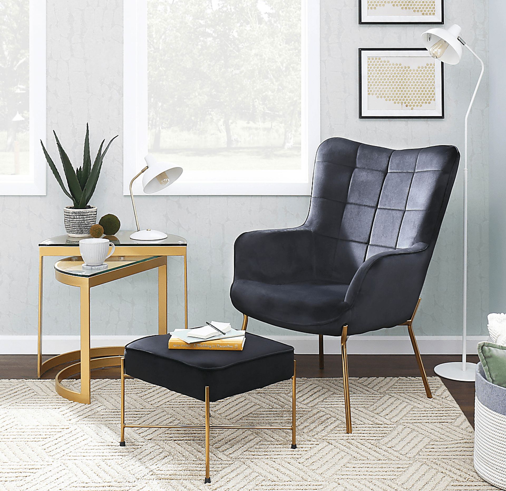 Desmare Black Accent Chair and Ottoman - Image 8