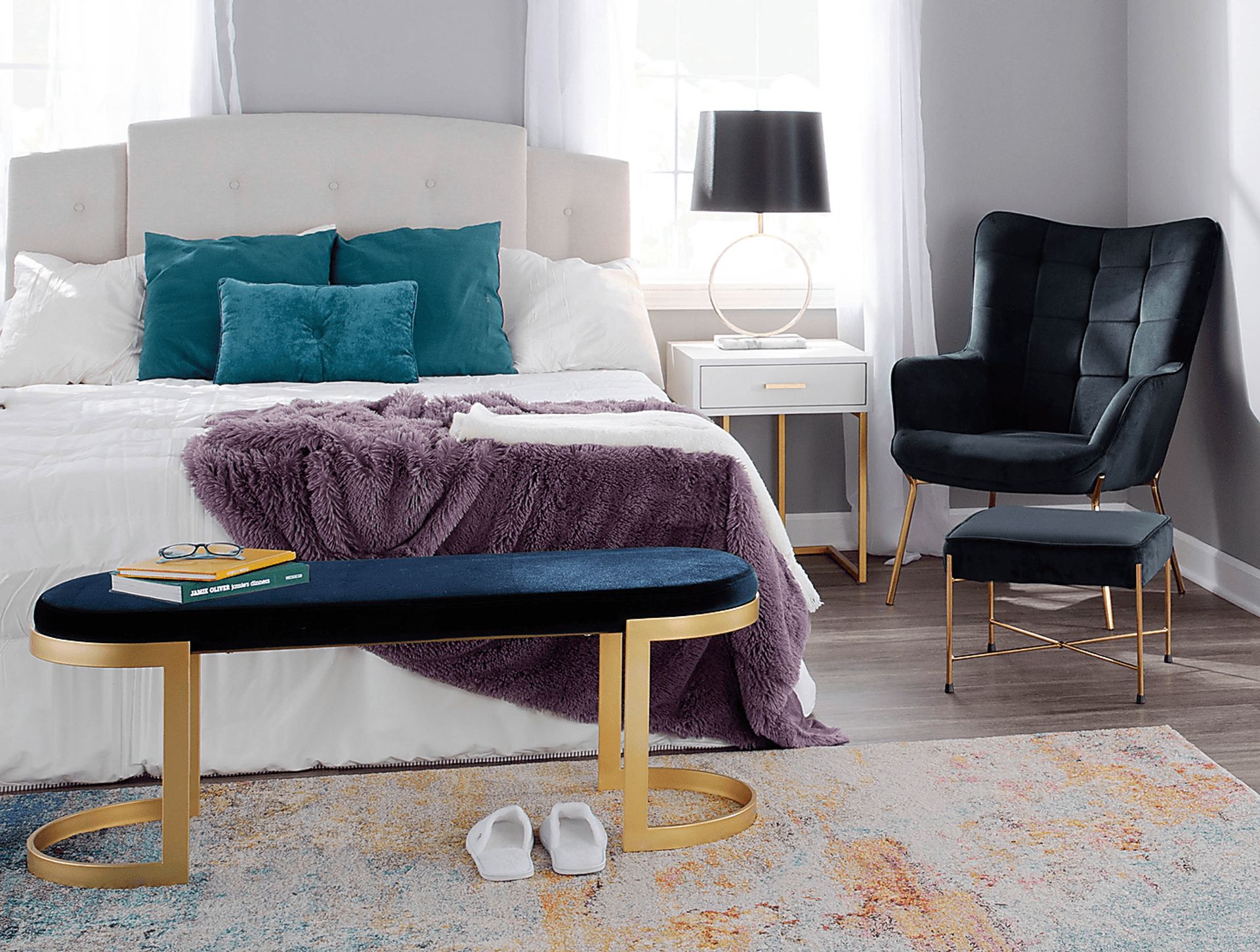 Desmare Black Accent Chair and Ottoman - Image 9