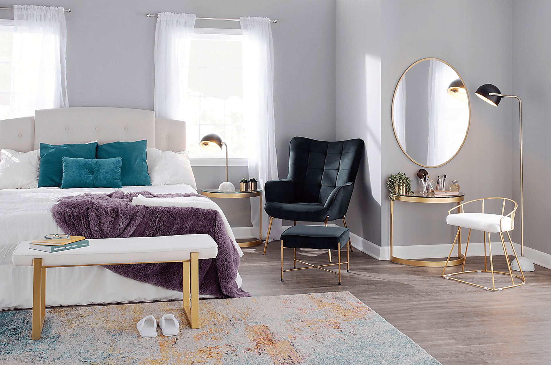 Desmare Black Accent Chair and Ottoman - Image 10