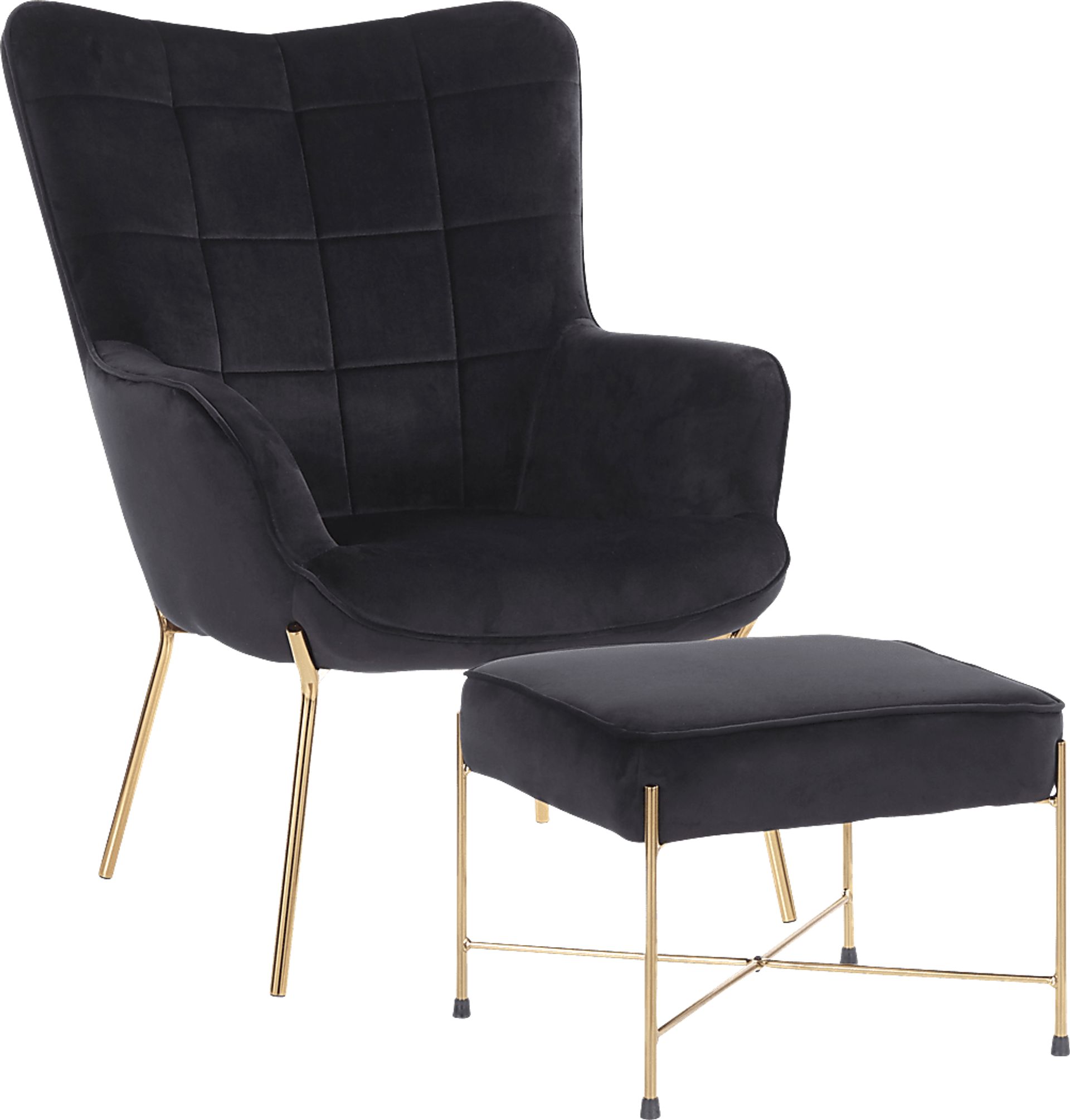 Desmare Black Accent Chair and Ottoman - Image 1