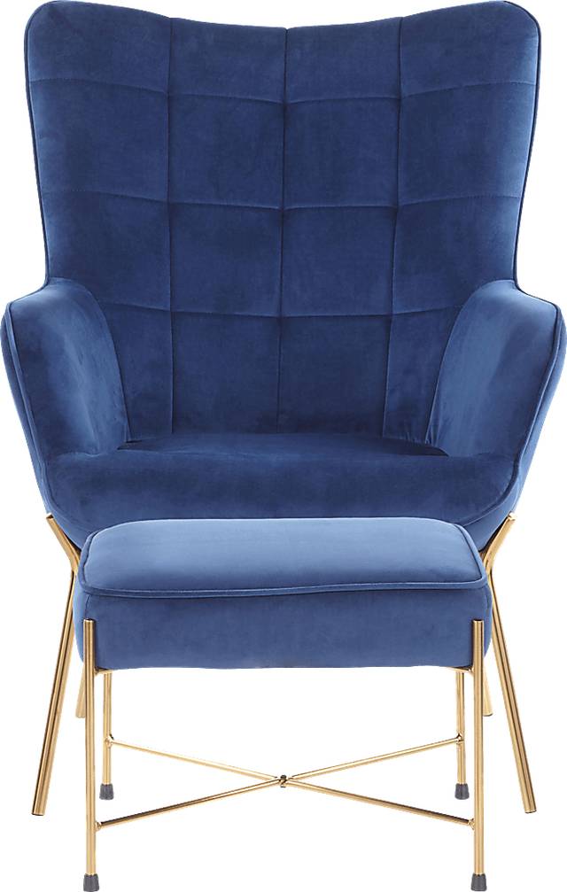 Desmare Blue Accent Chair and Ottoman - Thumbnail - Image 5