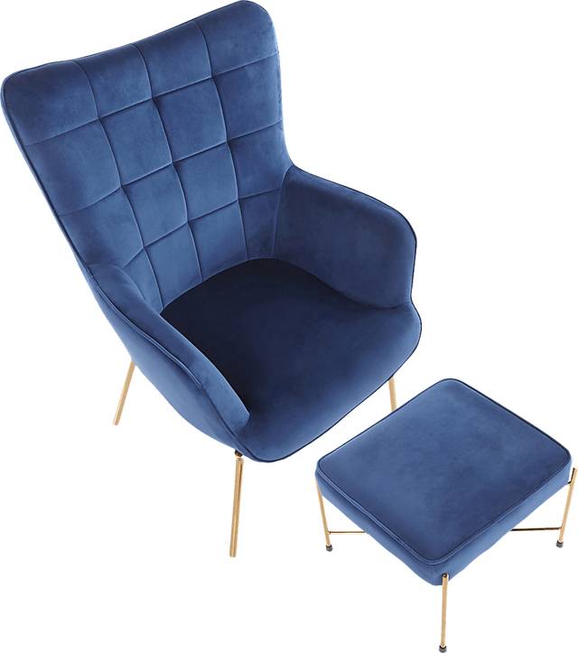 Desmare Blue Accent Chair and Ottoman - Thumbnail - Image 6