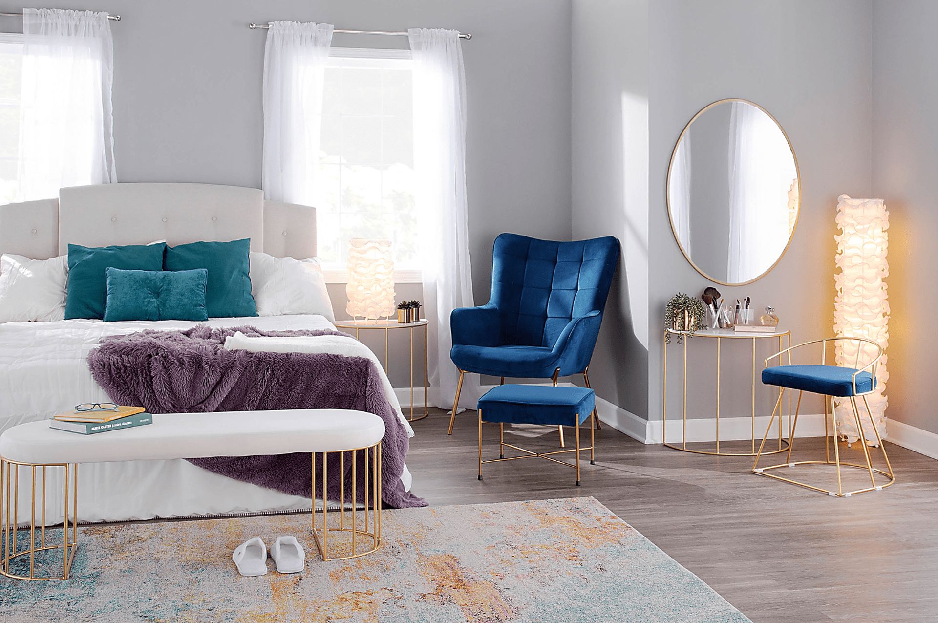 Desmare Blue Accent Chair and Ottoman - Image 9