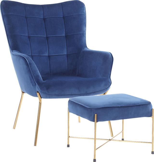 Desmare Blue Accent Chair and Ottoman - Thumbnail - Image 1