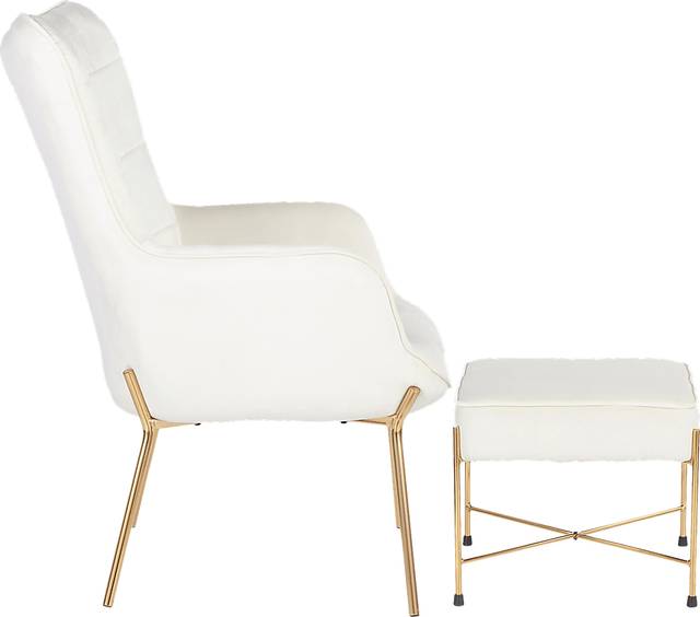 Desmare Cream Accent Chair and Ottoman - Thumbnail - Image 2