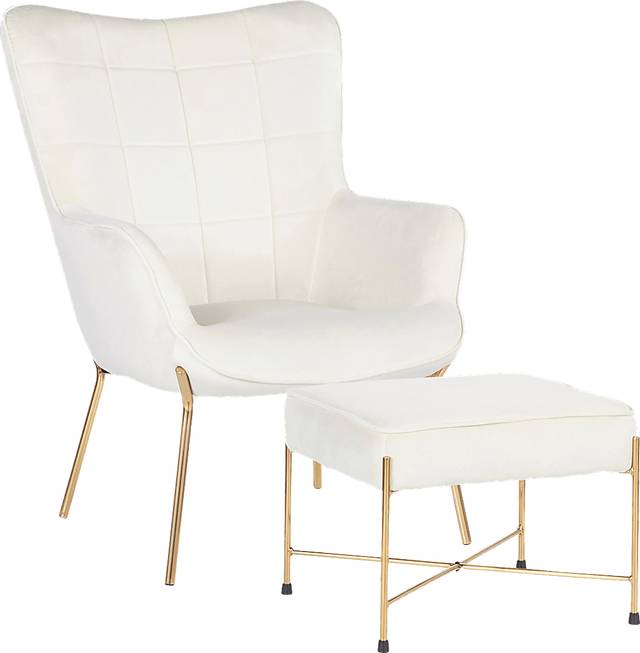 Desmare Cream Accent Chair and Ottoman - Thumbnail - Image 1