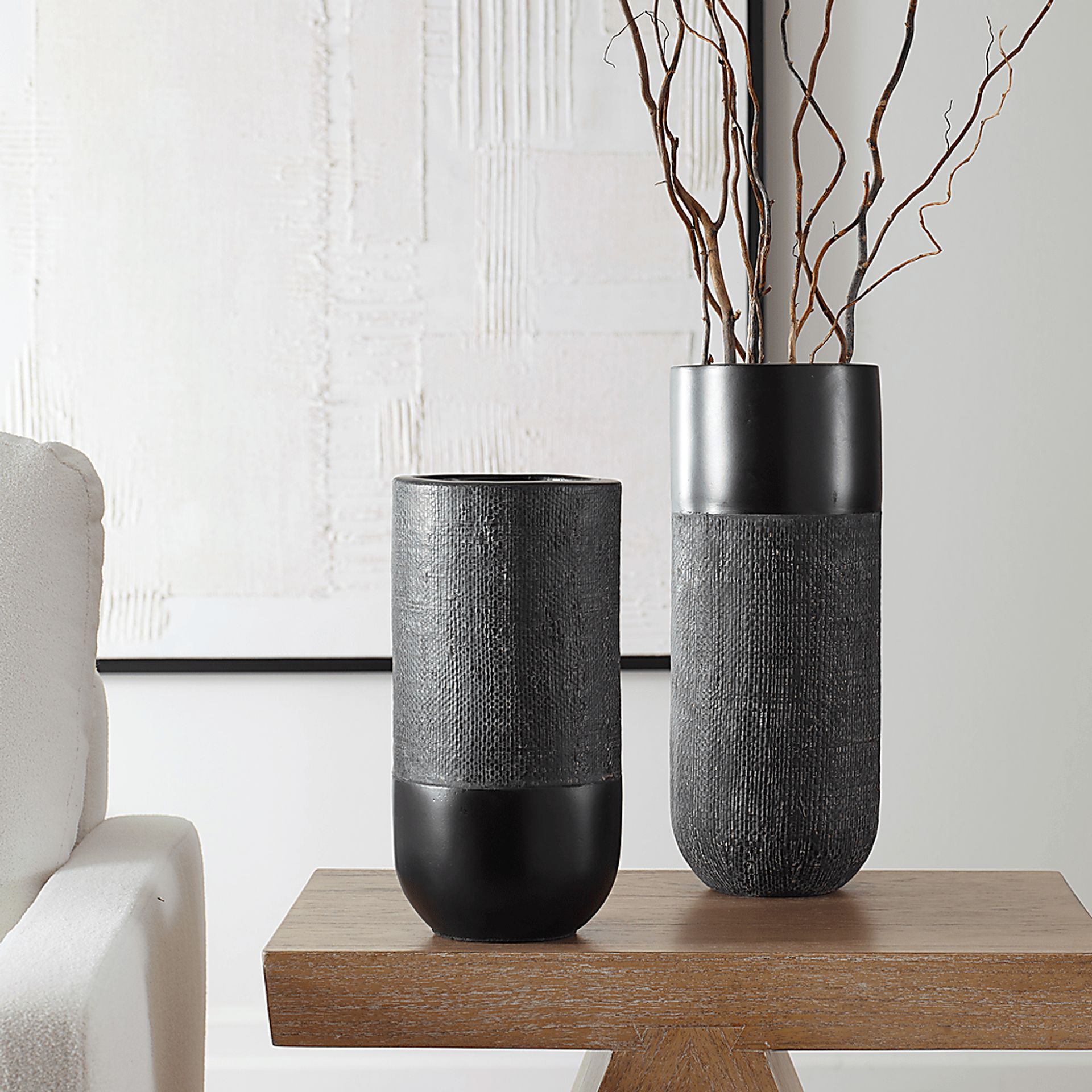 Destra Black Vase, Set of 2 - Image 3