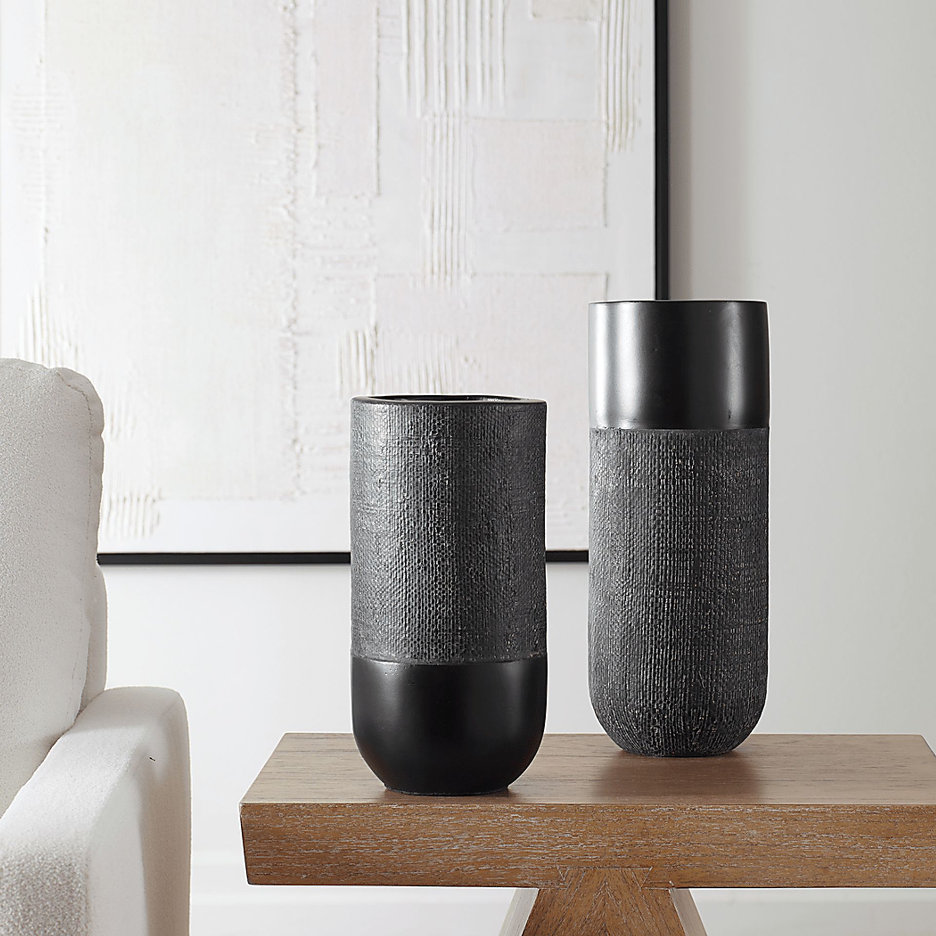 Destra Black Vase, Set of 2 - Image 4