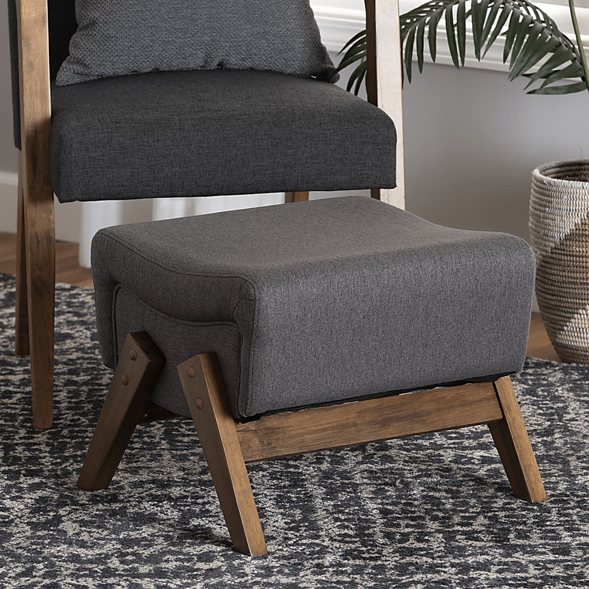 Detillion Dark Gray Ottoman - Image 2