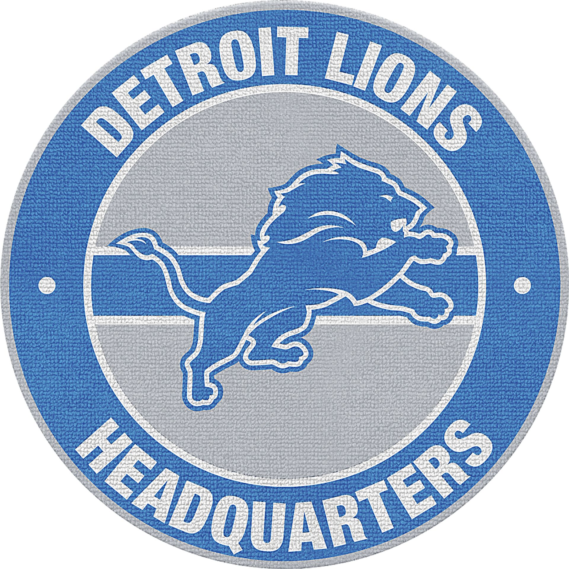 Detroit Lions Blue 5' Round Headquarters Rug - Image 1