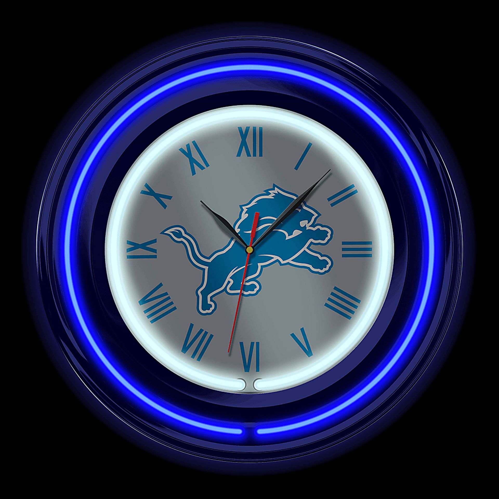 Detroit Lions Gray Neon Wall Clock - Image 3