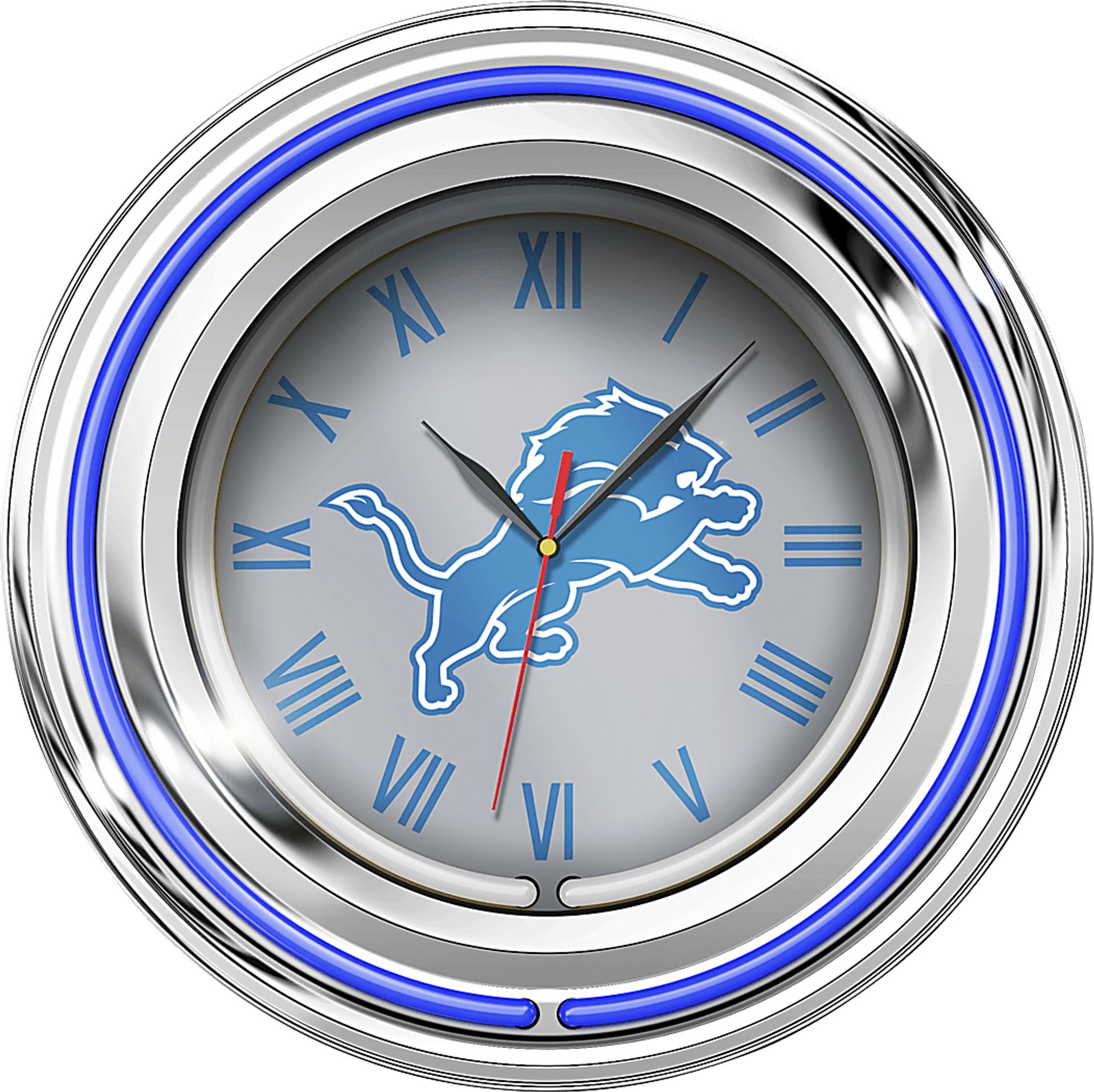 Detroit Lions Gray Neon Wall Clock - Image 1