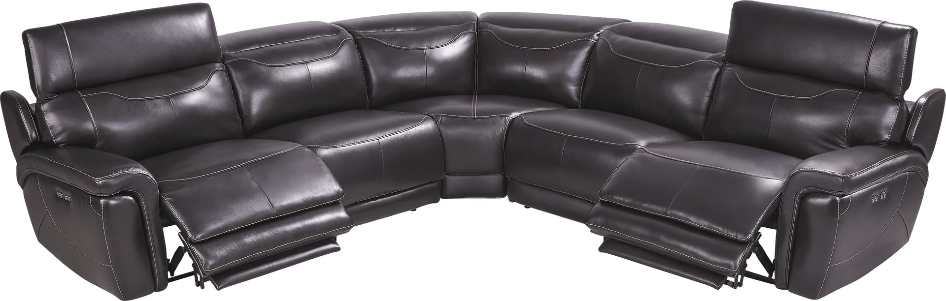 Devero Black Leather 8 Pc Dual Power Reclining Sectional Living Room - Image 3