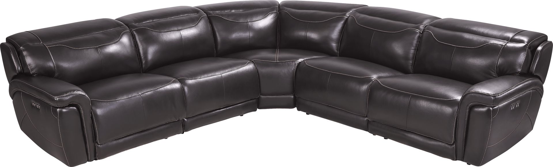 Devero Black Leather 8 Pc Dual Power Reclining Sectional Living Room - Image 2