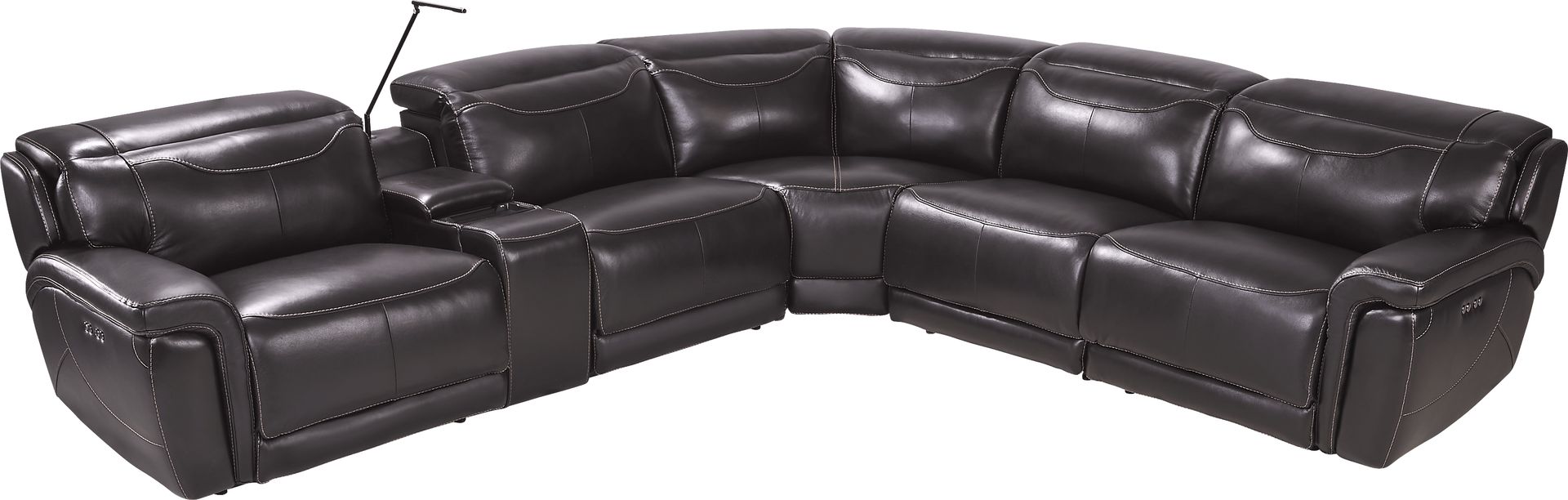 Devero Black Leather 9 Pc Dual Power Reclining Sectional Living Room - Image 3