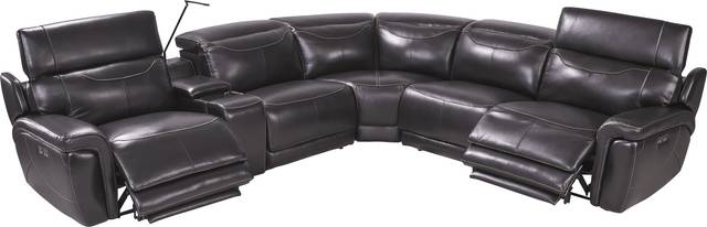 Devero Black Leather 9 Pc Dual Power Reclining Sectional Living Room - Thumbnail - Image 5