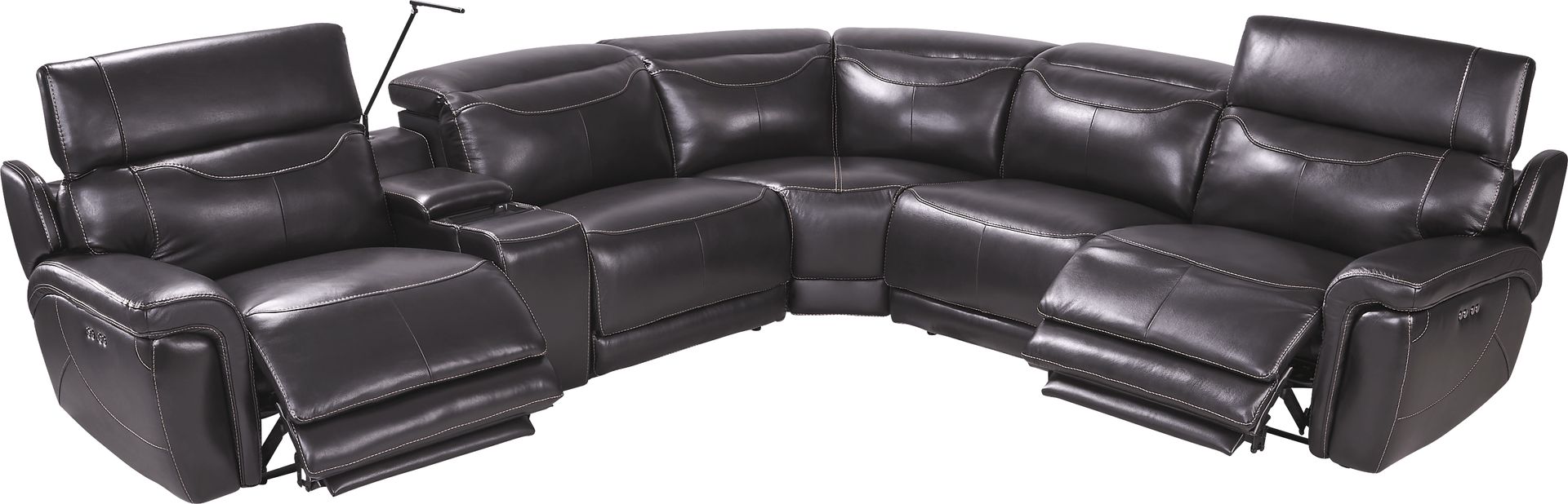 Devero Black Leather 9 Pc Dual Power Reclining Sectional Living Room - Image 5