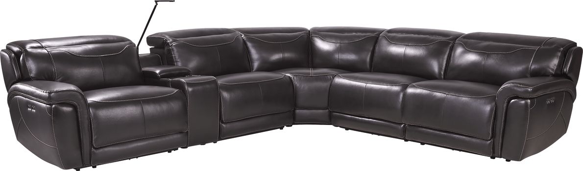 Devero Leather 6 Pc Dual Power Reclining Sectional