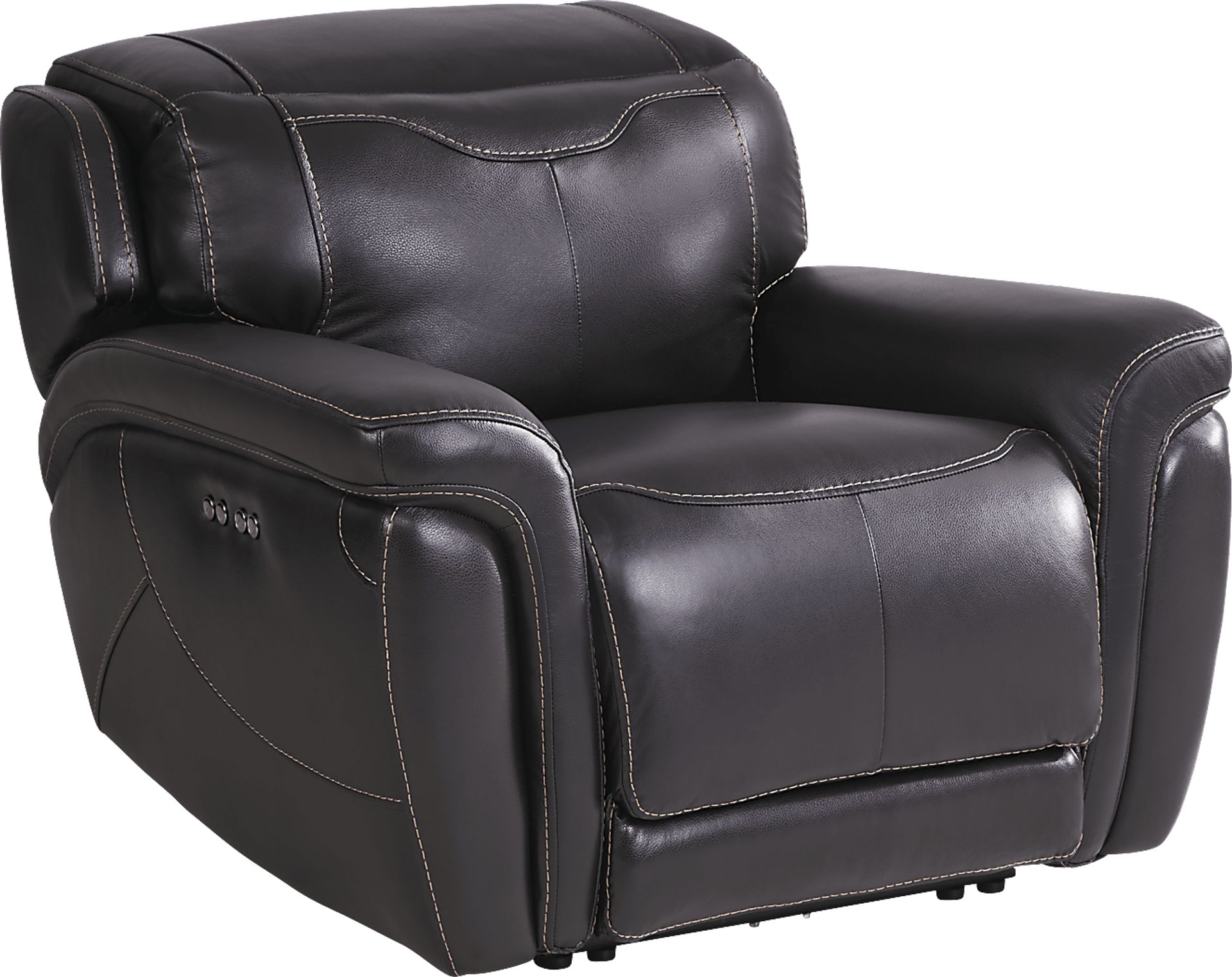 Devero Black Leather Dual Power Recliner - Image 1