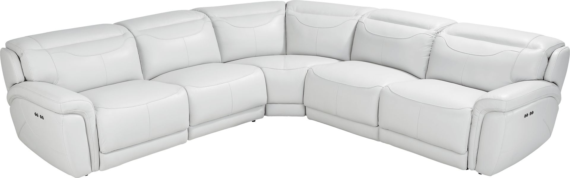 Devero Gray Leather 5 Pc Dual Power Reclining Sectional - Image 1