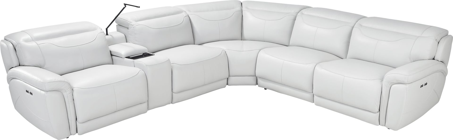 Devero Gray Leather 9 Pc Dual Power Reclining Sectional Living Room - Image 3