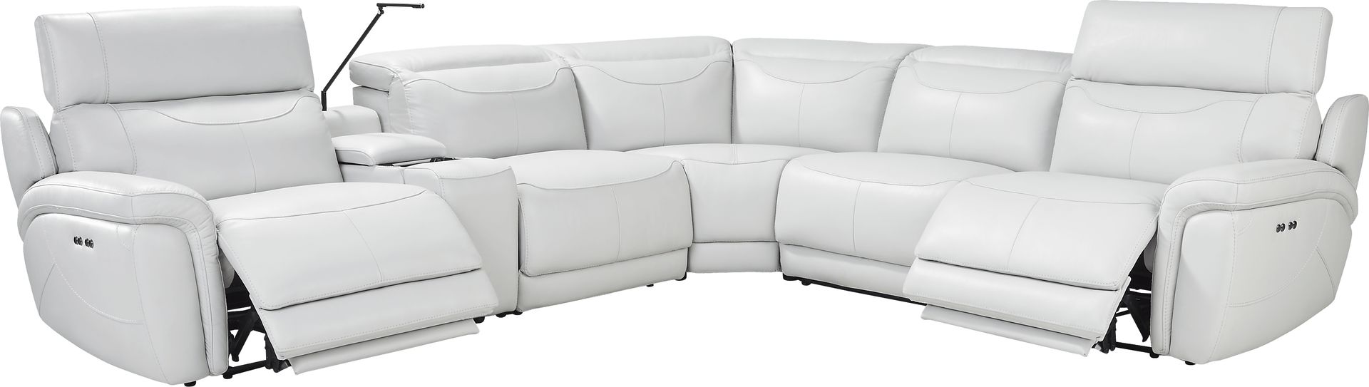 Devero Gray Leather 9 Pc Dual Power Reclining Sectional Living Room - Image 4