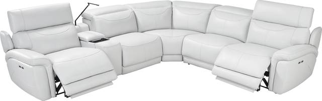 Devero Gray Leather 9 Pc Dual Power Reclining Sectional Living Room - Thumbnail - Image 5