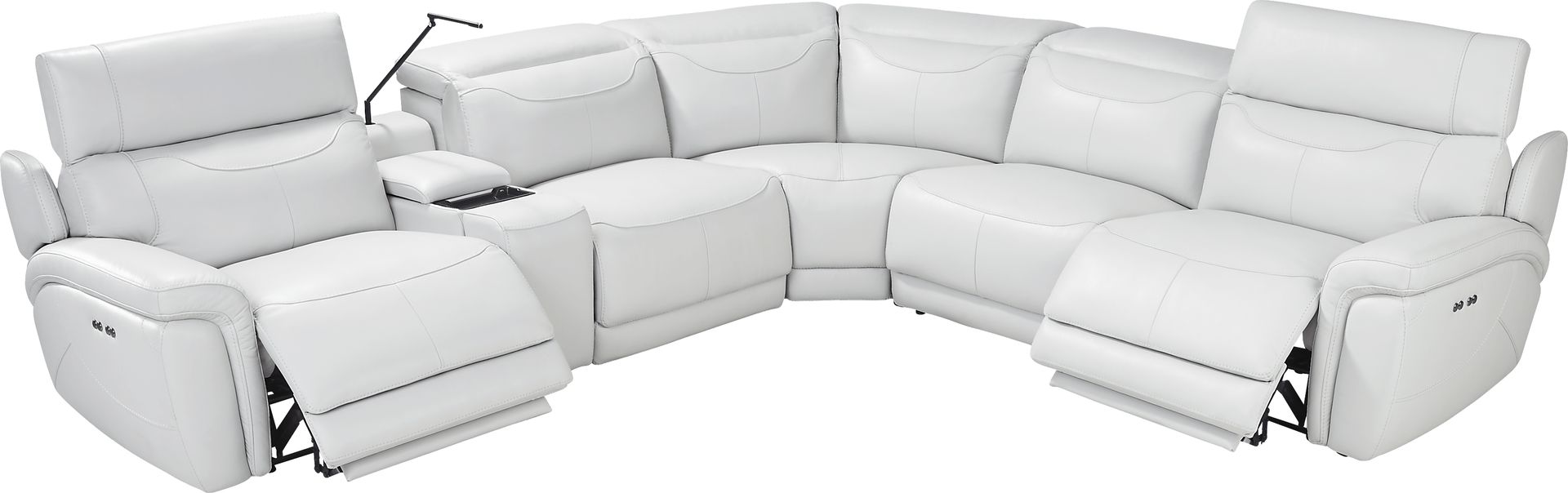 Devero Gray Leather 9 Pc Dual Power Reclining Sectional Living Room - Image 5