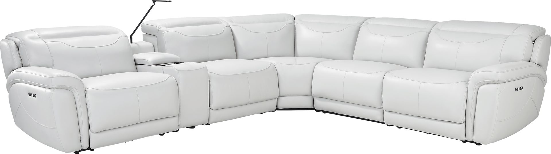 Devero Gray Leather 9 Pc Dual Power Reclining Sectional Living Room - Image 2
