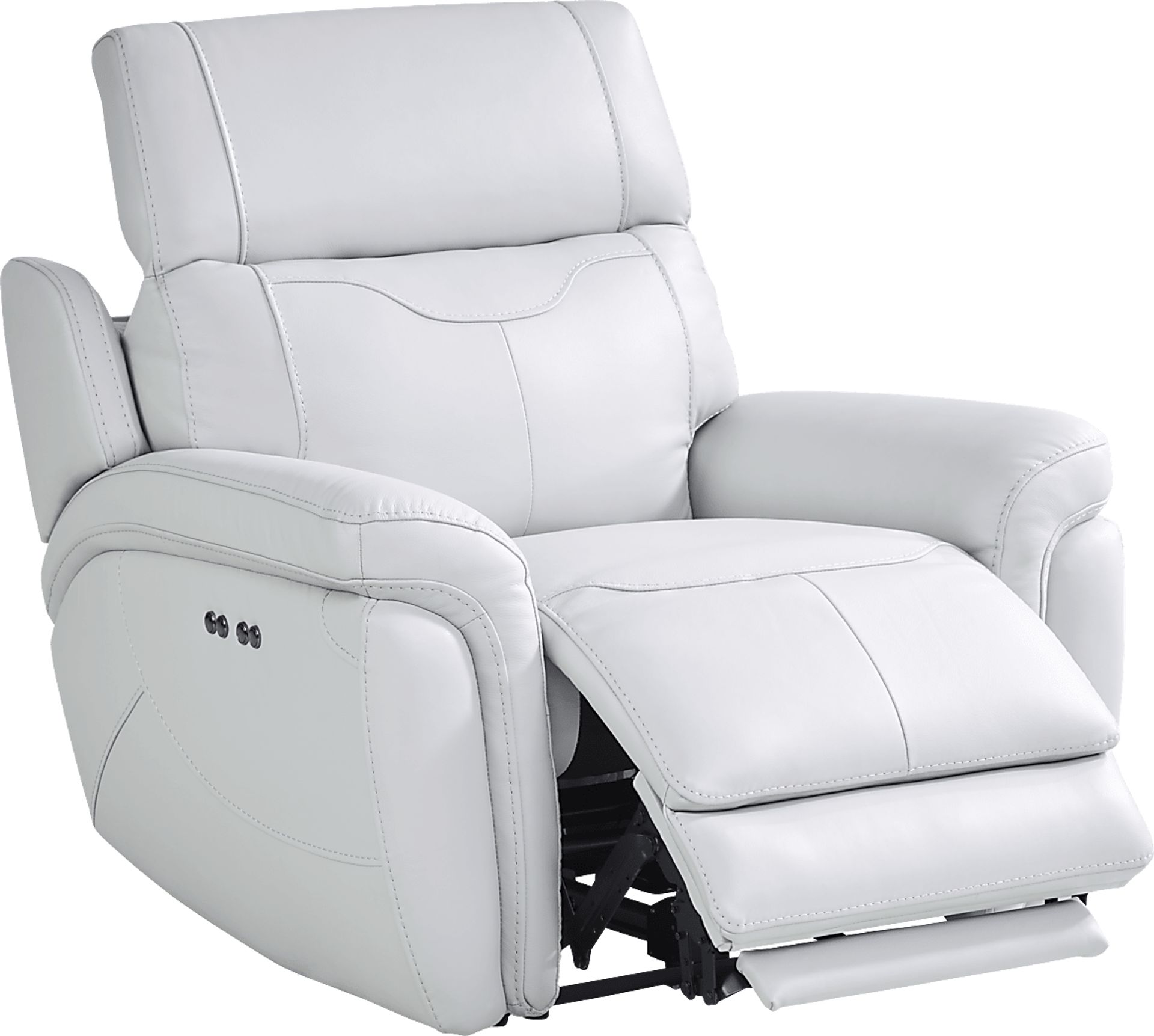 Devero Gray Leather Dual Power Recliner - Image 2