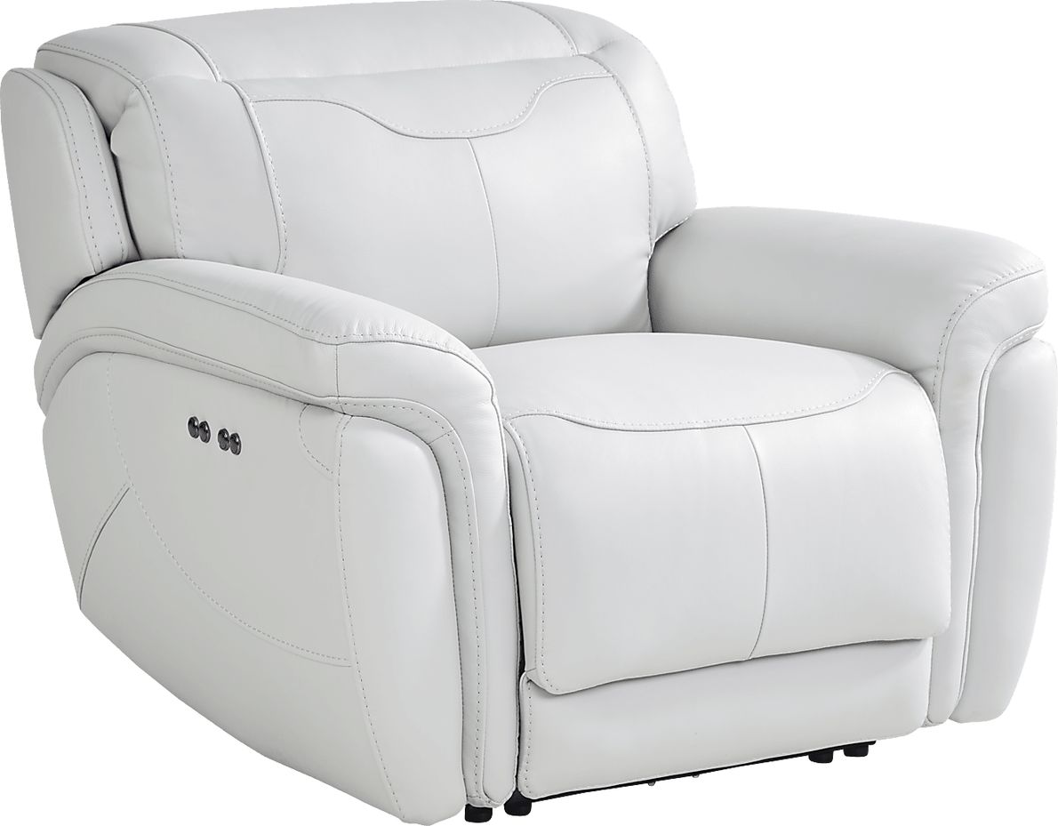 Devero Gray Leather Dual Power Recliner - Rooms To Go