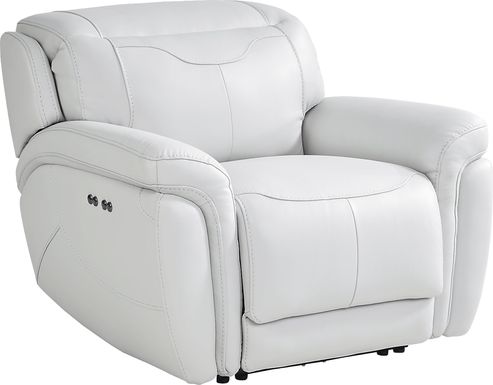 Devero Gray Leather Dual Power Recliner