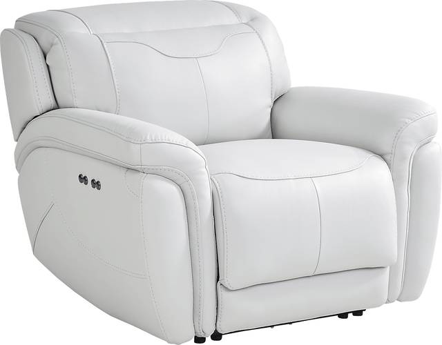 Devero Gray Leather Dual Power Recliner - Thumbnail - Image 1