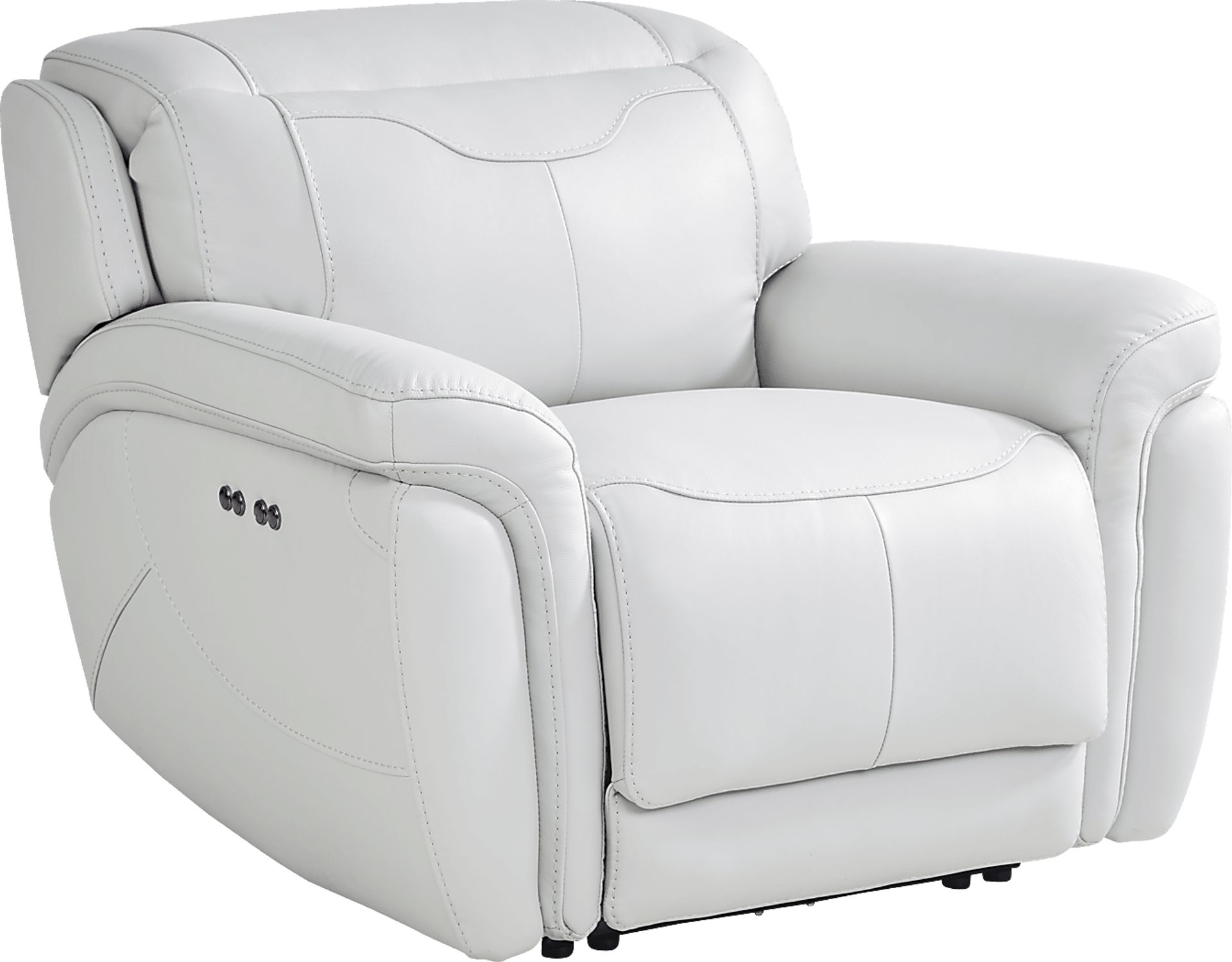 Devero Gray Leather Dual Power Recliner - Image 1