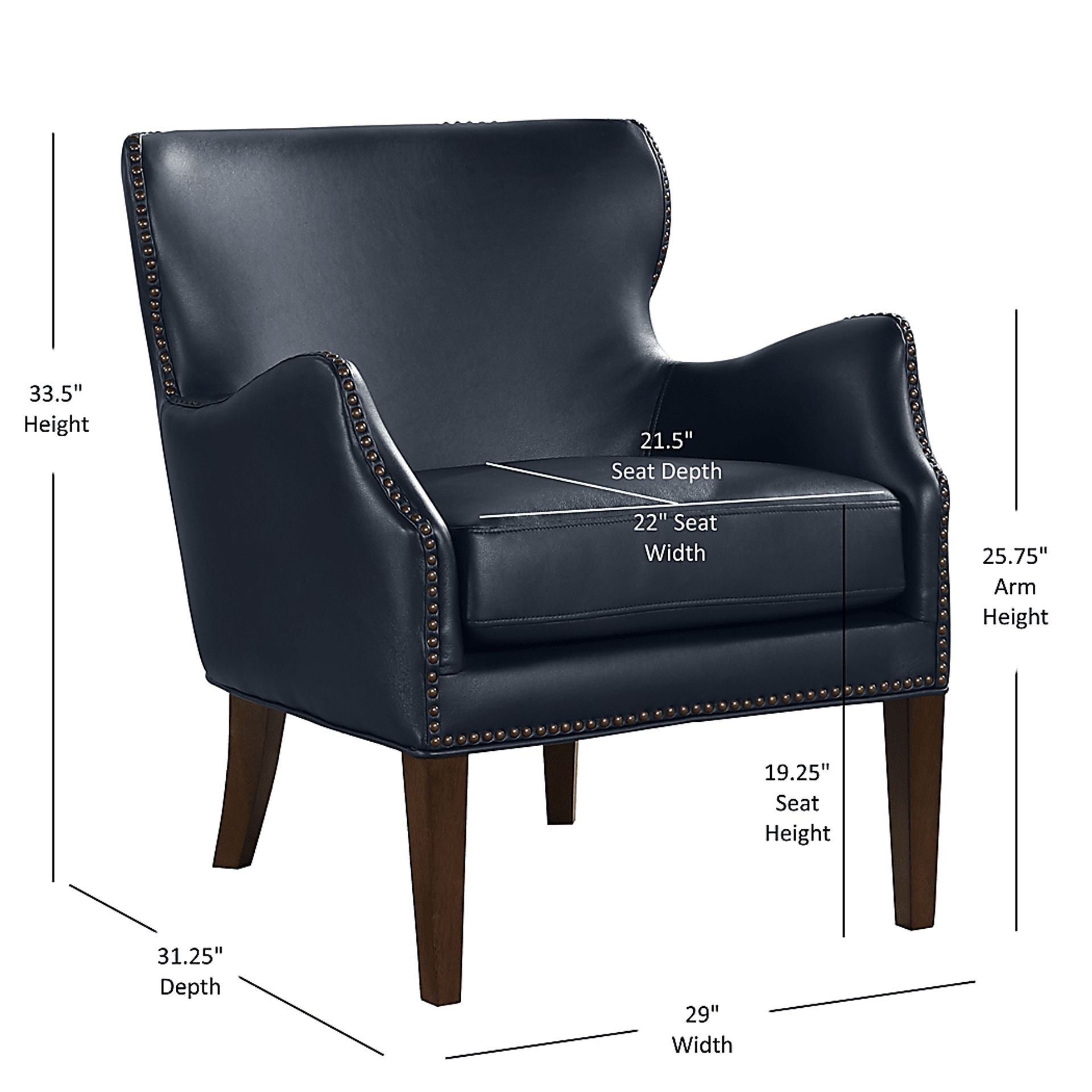 Devillers Dark Blue Arm Chair - Image 15