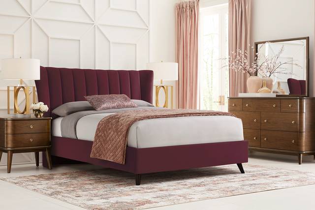 Nanton Park Red 3 Pc Queen Upholstered Bed - Thumbnail - Image 2