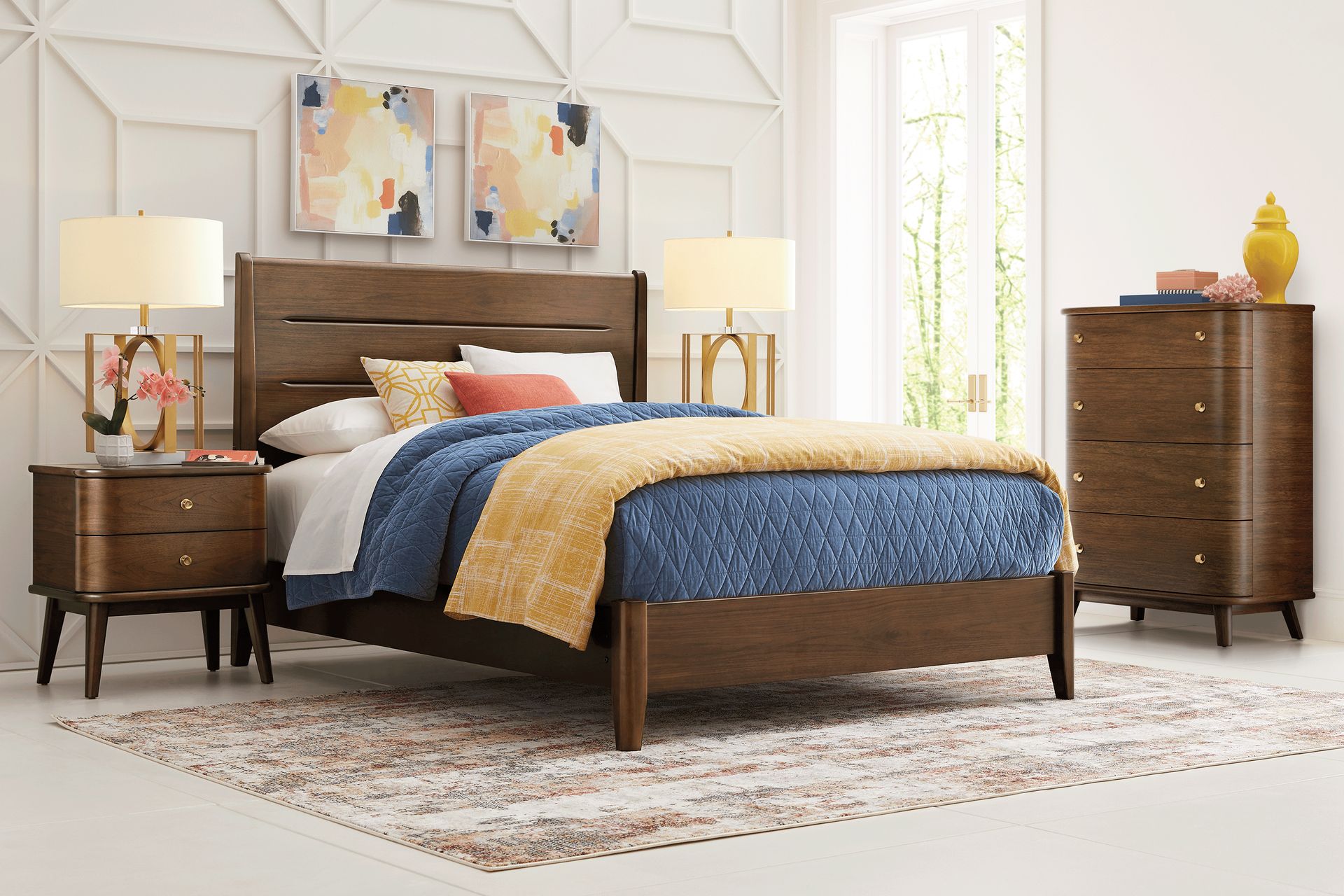 Devon Loft Walnut 5 Pc Queen Panel Bedroom - Image 1