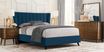 Devon Loft Walnut 7 Pc Bedroom with Nanton Park Blue Queen Upholstered Bed