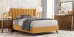 Devon Loft Walnut 7 Pc Bedroom with Nanton Park Yellow King Upholstered Bed