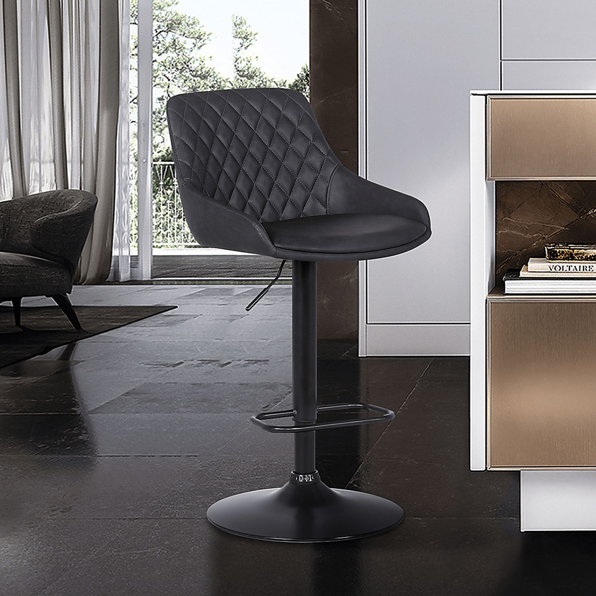 Dewrow Gray Adjustable Barstool - Image 2