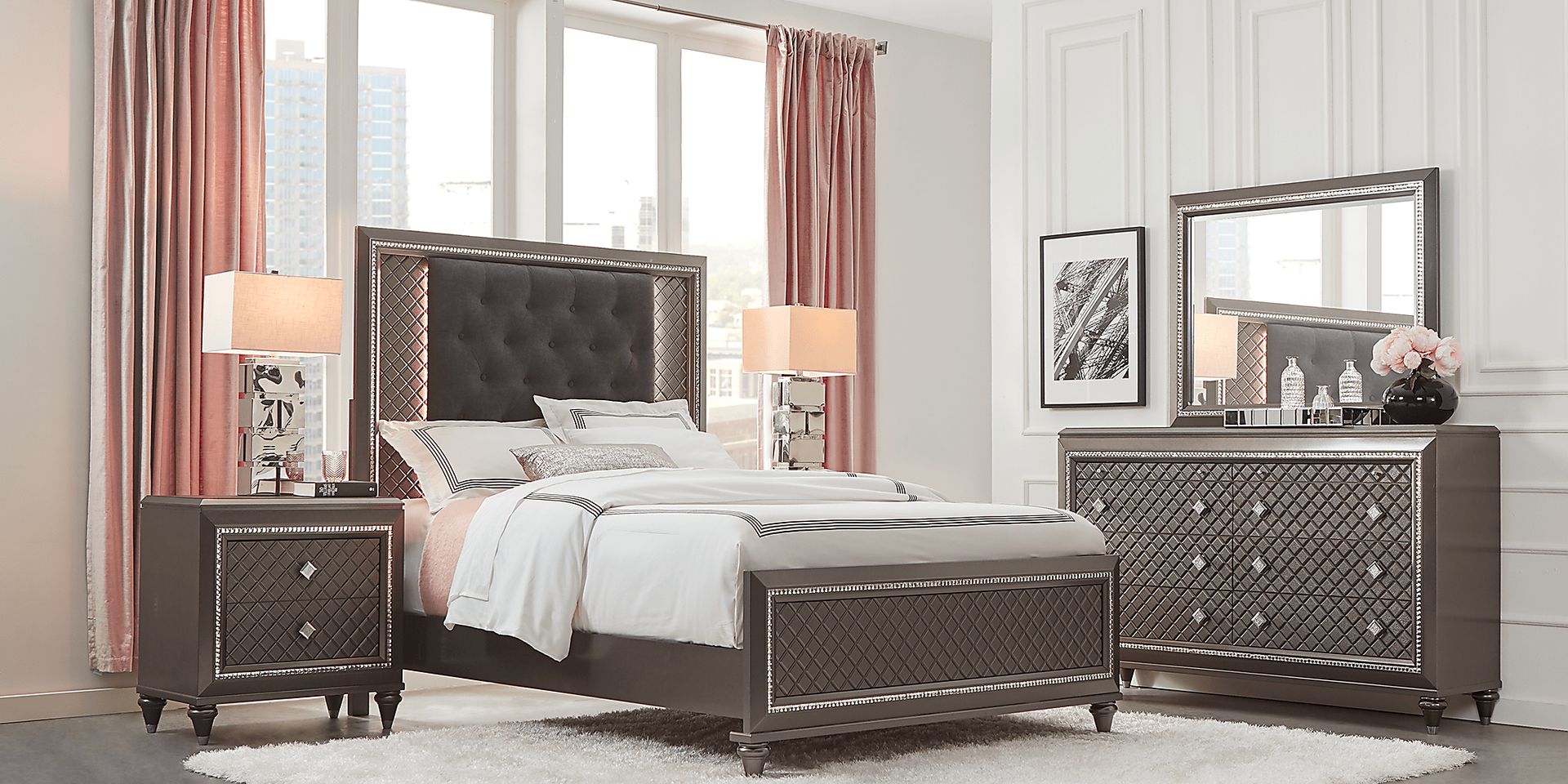 Diamond Falls Gray 7 Pc King Panel Bedroom - Image 2