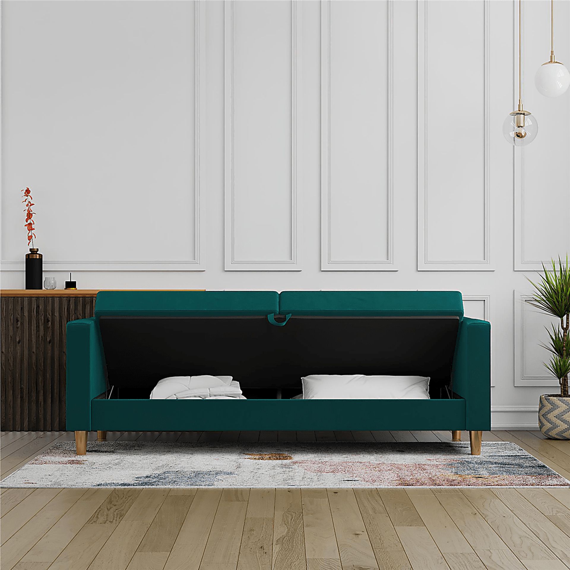 Diechman Green Futon with Storage - Image 23