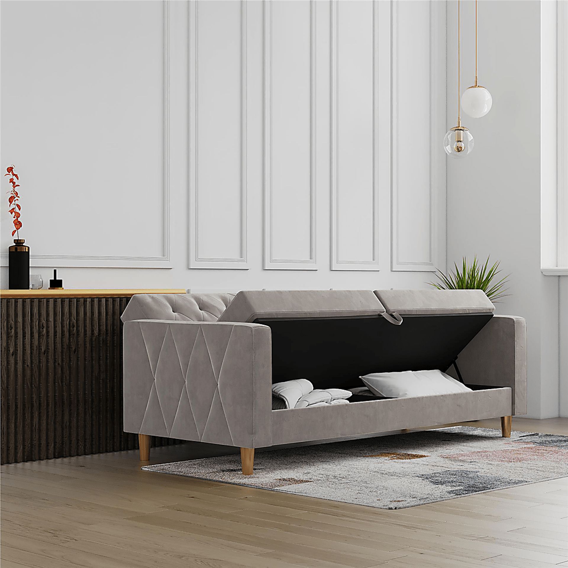 Diechman Light Gray Futon with Storage - Image 22