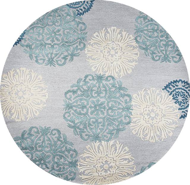 Dielis Blue 8' Round Rug - Thumbnail - Image 1