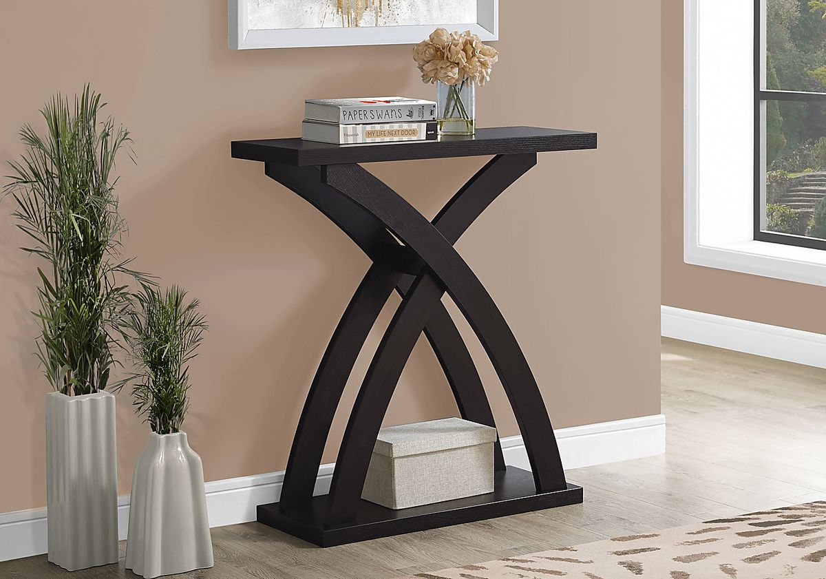 Dillehay Cappuccino Dark Wood Console Table | Rooms to Go