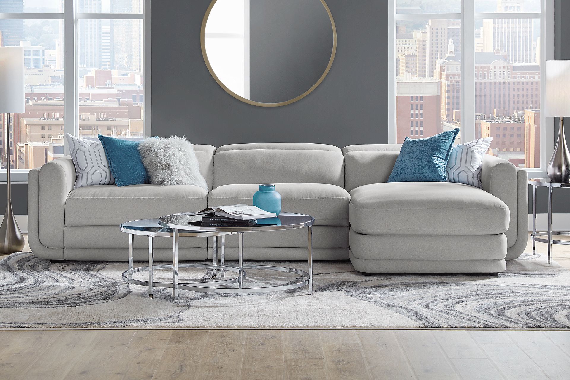 Dillon Smoke 3 Pc Dual Power Reclining Sectional - Image 2